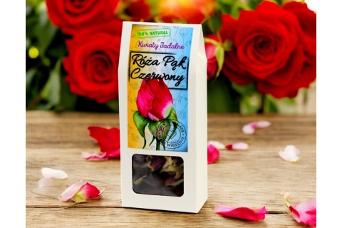 Kwiaty Jadalne RÓŻA PĄK CZERWONY (15g) Do Dekoracji, Naparów i Na Prezent